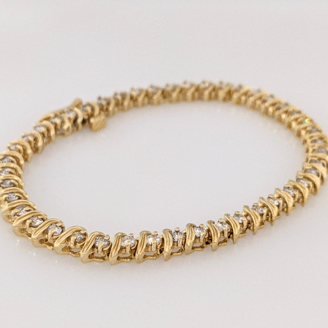 14K 1.72CTW I1 J DIAMOND ROUND (43) ESTATE BRACELET 10.2 GRAMS