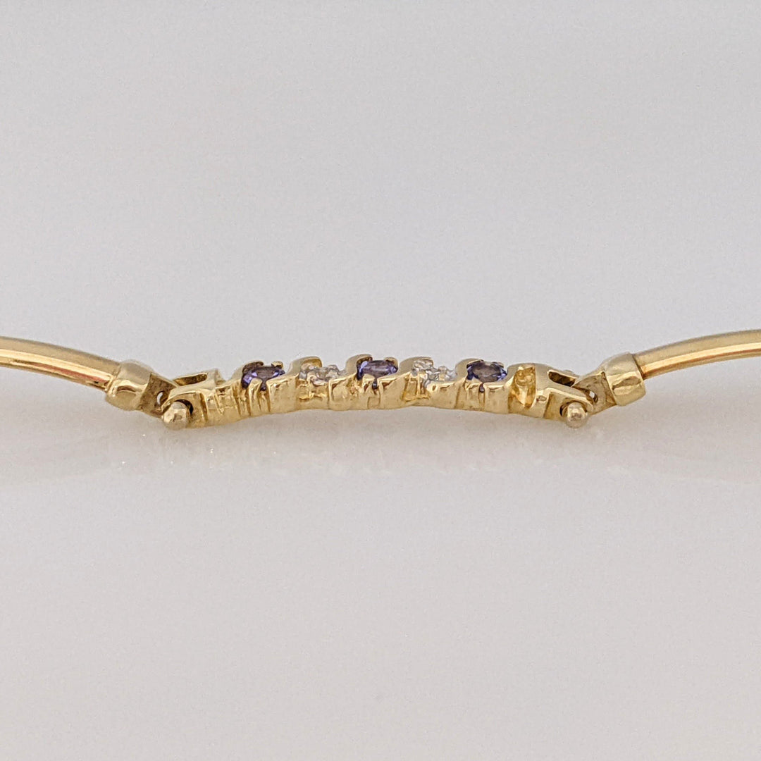 14K DIAMOND ROUND (6) .06CTW WITH (9) TANZANITE ROUND 2.5MM ESTATE BRACELET 8.1 GRAMS