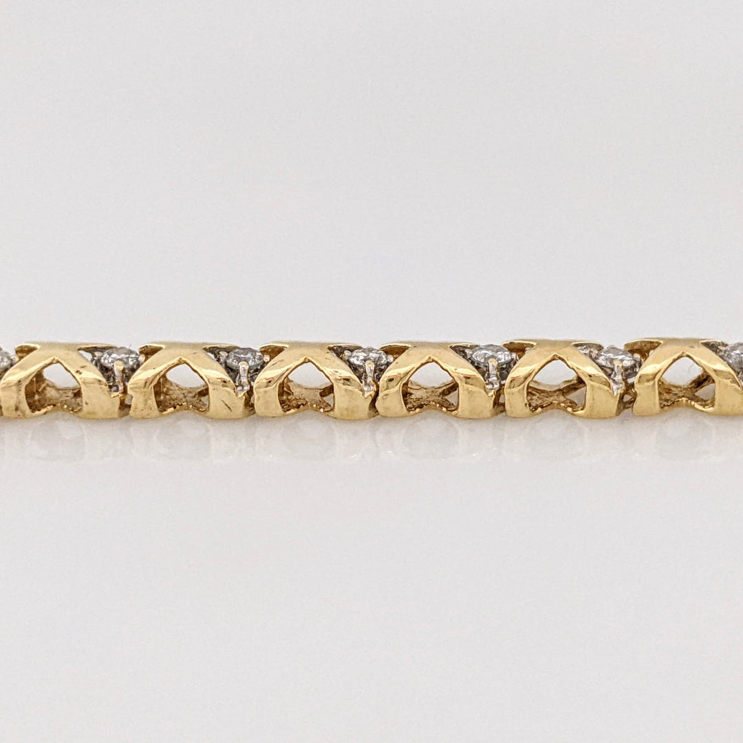 14K .90CTW I1 I DIAMOND ROUND (30) "X" LINK ESTATE BRACELET