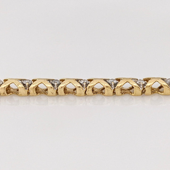 14K .90CTW I1 I DIAMOND ROUND (30) "X" LINK ESTATE BRACELET