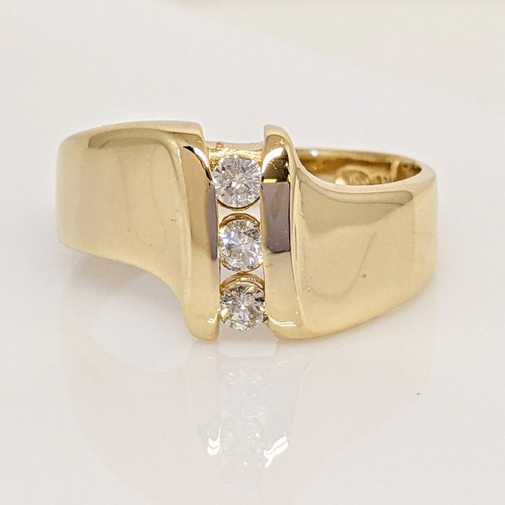 14K .20CTW I1 I DIAMOND ROUND (3) ESTATE RING 5.6 GRAMS