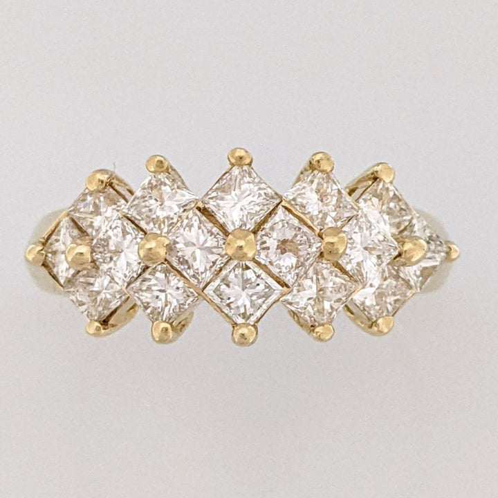 14K 1.92CTW SI1 H DIAMOND PRINCESS CUT (16) CLUSTER ESTATE RING 4.7 GRAMS