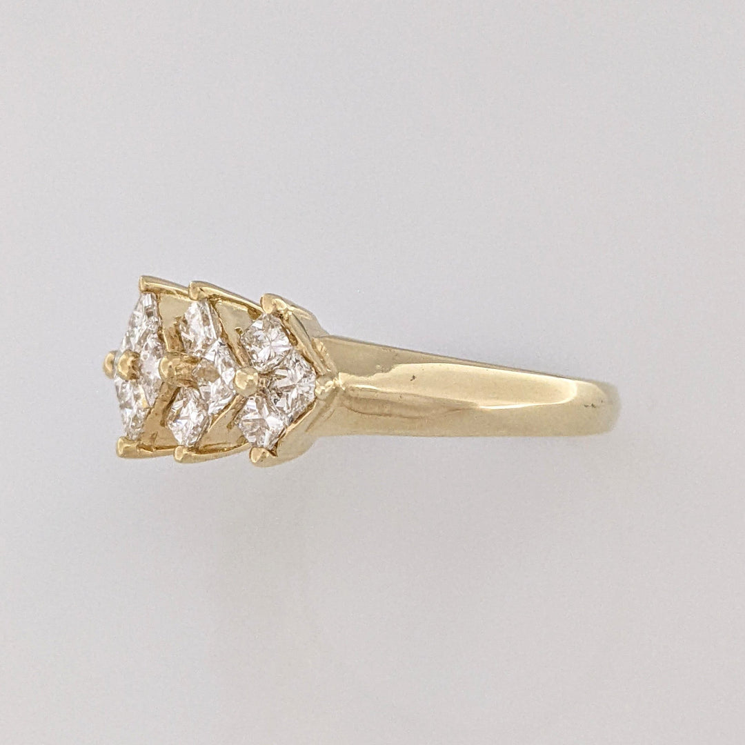 14K 1.92CTW SI1 H DIAMOND PRINCESS CUT (16) CLUSTER ESTATE RING 4.7 GRAMS