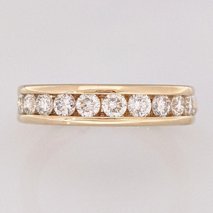 14K .96CTW I1 I DIAMOND ROUND (11) ESTATE CHANNEL SET BAND 5.8 GRAMS