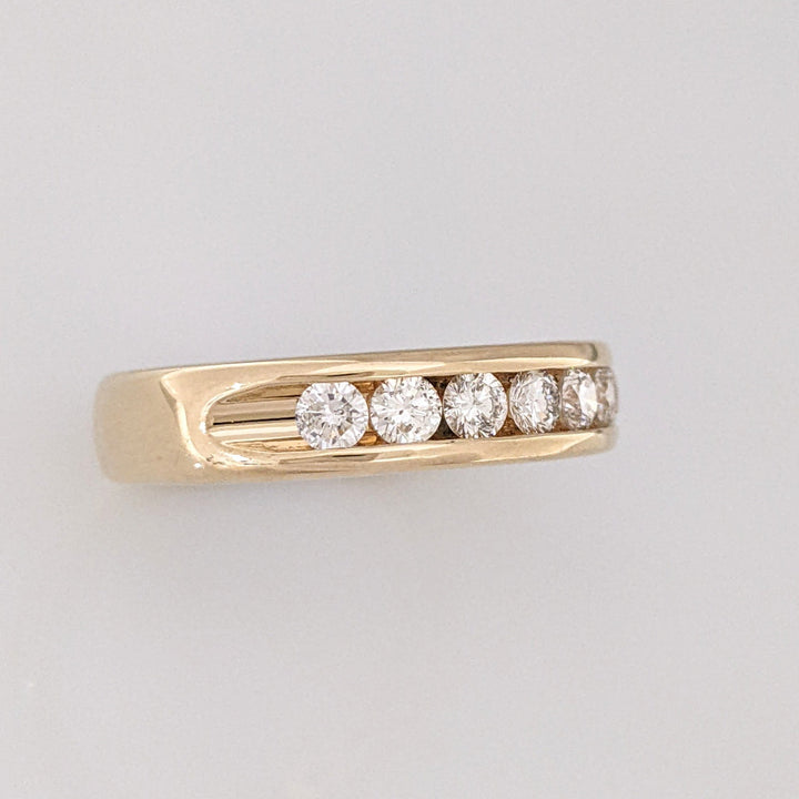 14K .96CTW I1 I DIAMOND ROUND (11) ESTATE CHANNEL SET BAND 5.8 GRAMS