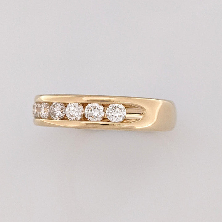 14K .96CTW I1 I DIAMOND ROUND (11) ESTATE CHANNEL SET BAND 5.8 GRAMS