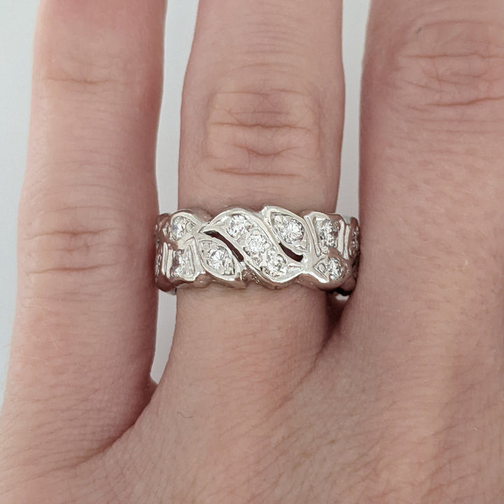 14K WHITE .96 CARAT TOTAL WEIGHT SI1-2 DIAMOND ROUND (28) ESTATE ETERNITY BAND 6.0 GRAMS