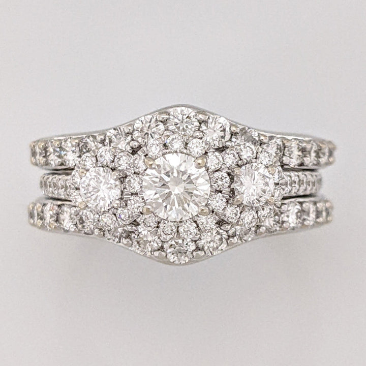 14K WHITE 1.69CTW SI1 I DIAMOND ROUND (78) TRINTIY HALO ESTATE RING 7.7 GRAMS