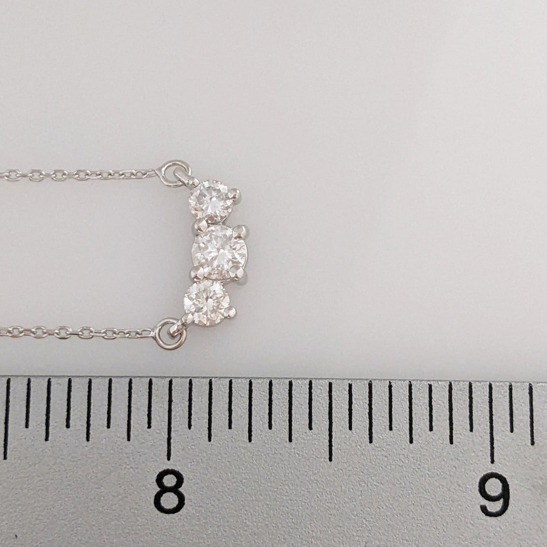 14K .67CTW I1 H DIAMOND ROUND (3) ESTATE TRINITY NECKLACE 2.3 GRAMS