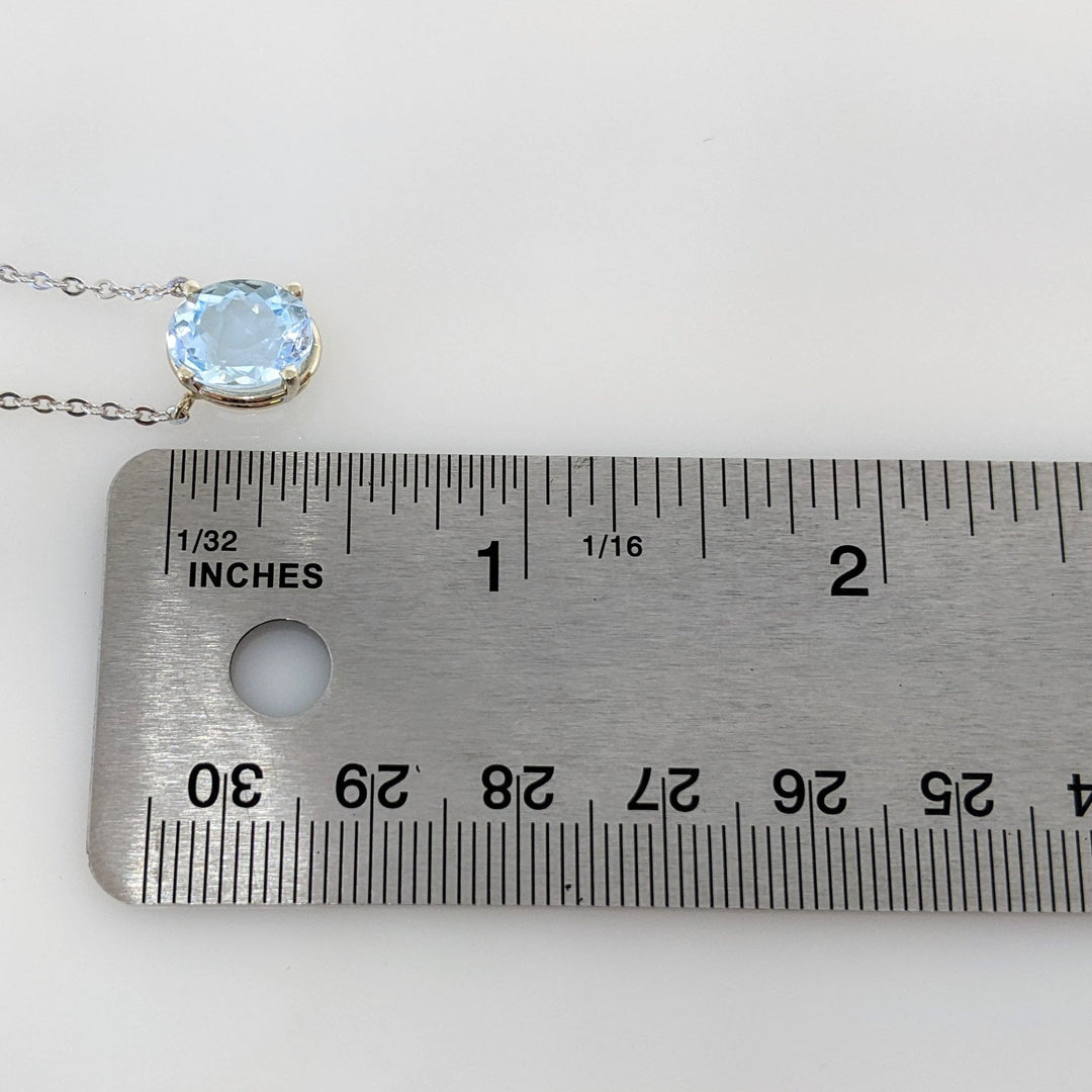 14K WHITE BLUE TOPAZ OVAL 8X10 ESTATE NECKLACE 4.0 GRAMS