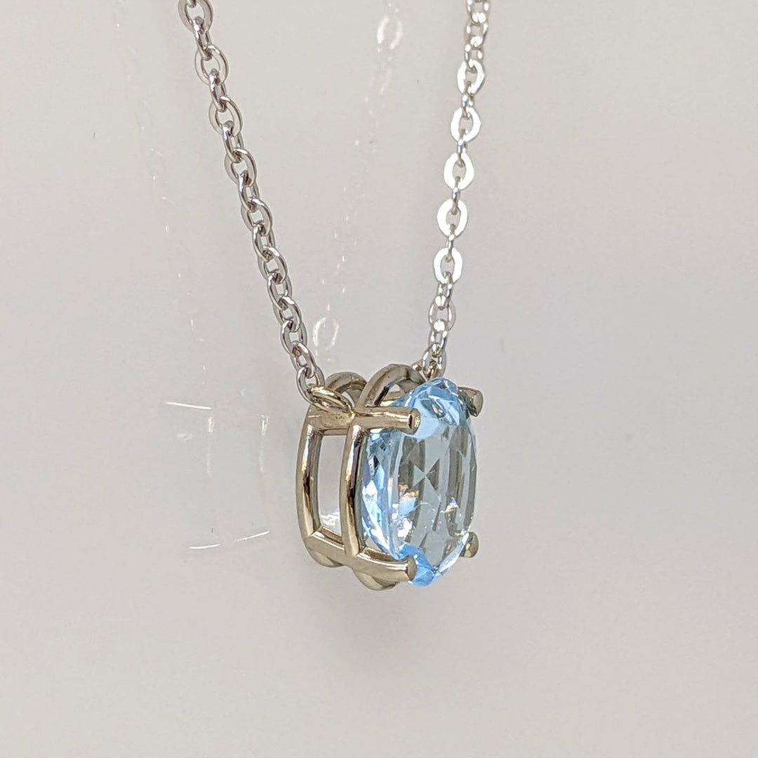 14K WHITE BLUE TOPAZ OVAL 8X10 ESTATE NECKLACE 4.0 GRAMS