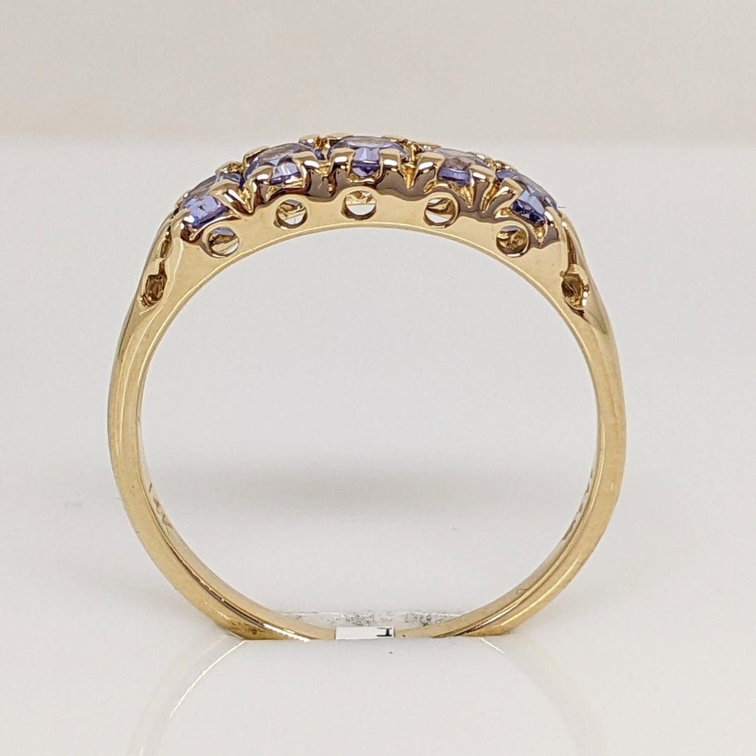 14K IOLITE ROUND (5) 3MM ESTATE BAND 2.1 GRAMS