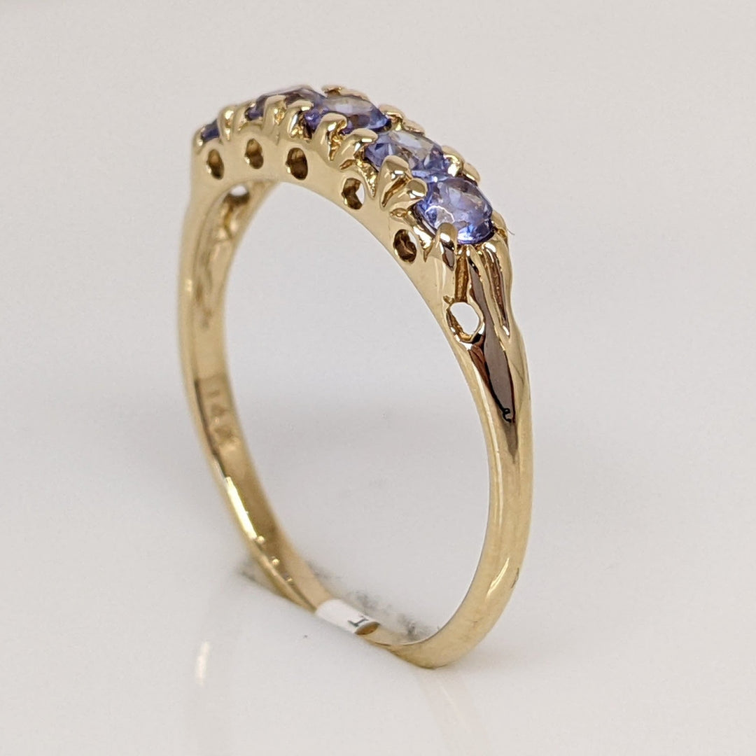 14K IOLITE ROUND (5) 3MM ESTATE BAND 2.1 GRAMS