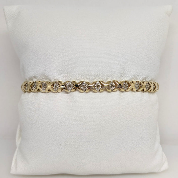 10K .60CTW I1 K DIAMOND ROUND (30) X-LINK ESTATE BRACELET 8.3 GRAMS