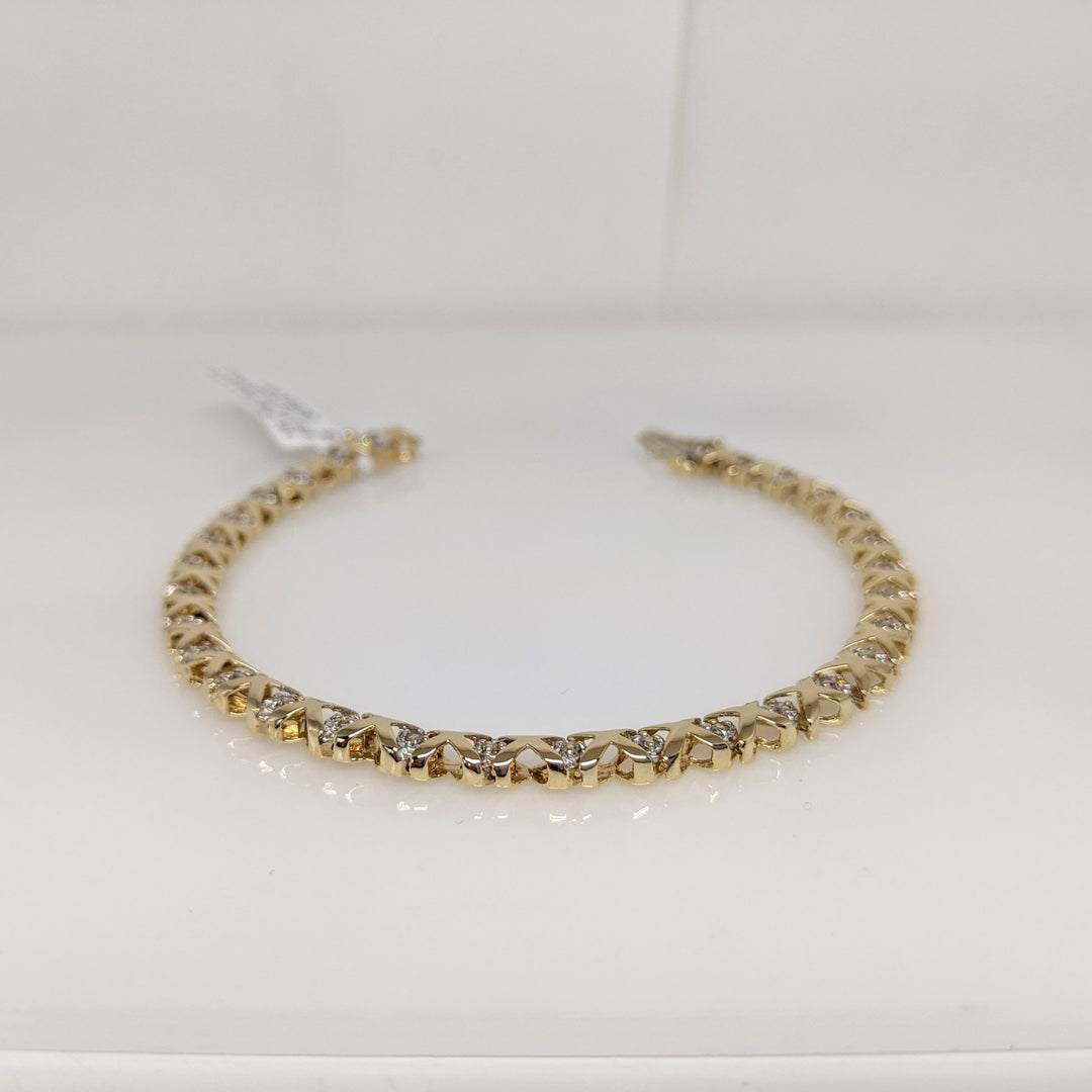 10K .60CTW I1 K DIAMOND ROUND (30) X-LINK ESTATE BRACELET 8.3 GRAMS