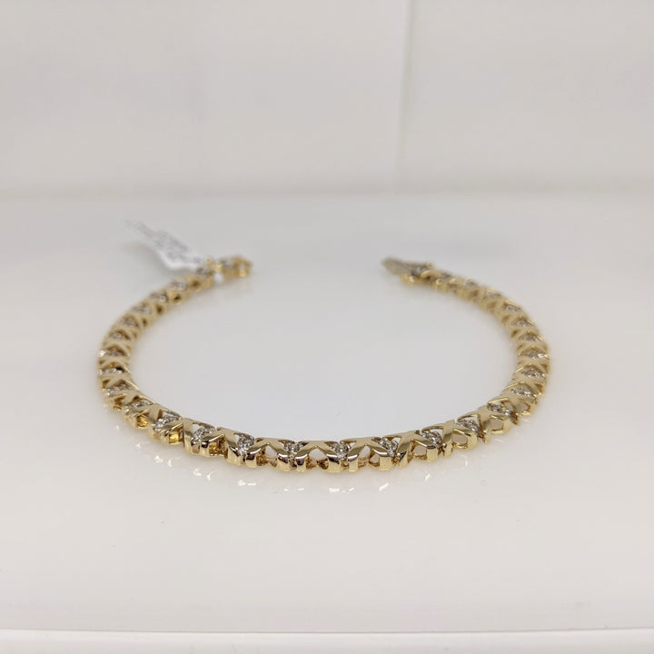 10K .60CTW I1 K DIAMOND ROUND (30) X-LINK ESTATE BRACELET 8.3 GRAMS