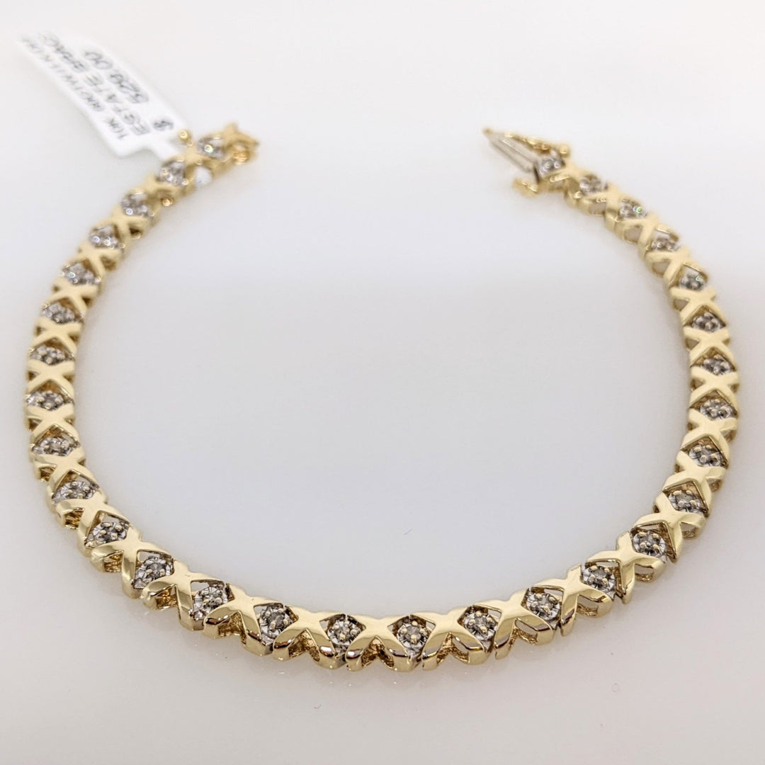 10K .60CTW I1 K DIAMOND ROUND (30) X-LINK ESTATE BRACELET 8.3 GRAMS