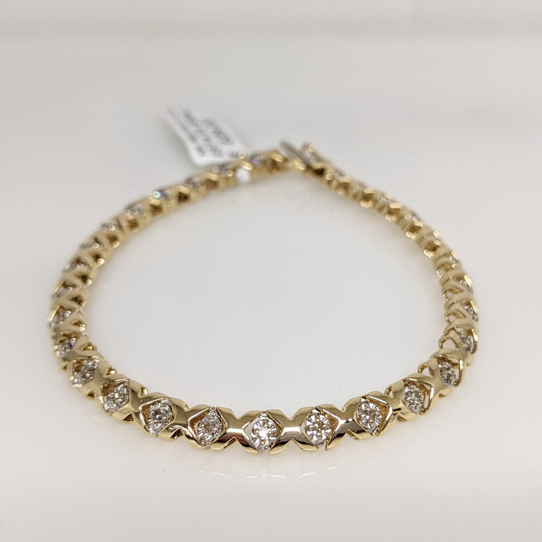 10K .60CTW I1 K DIAMOND ROUND (30) X-LINK ESTATE BRACELET 8.3 GRAMS