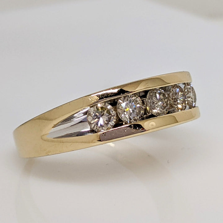 14K 1.00CTW I1 I DIAMOND ROUND (5) ESTATE CHANNEL SET BAND 9.8 GRAMS