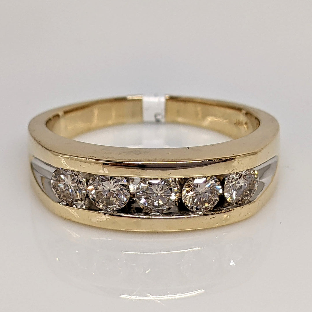 14K 1.00CTW I1 I DIAMOND ROUND (5) ESTATE CHANNEL SET BAND 9.8 GRAMS