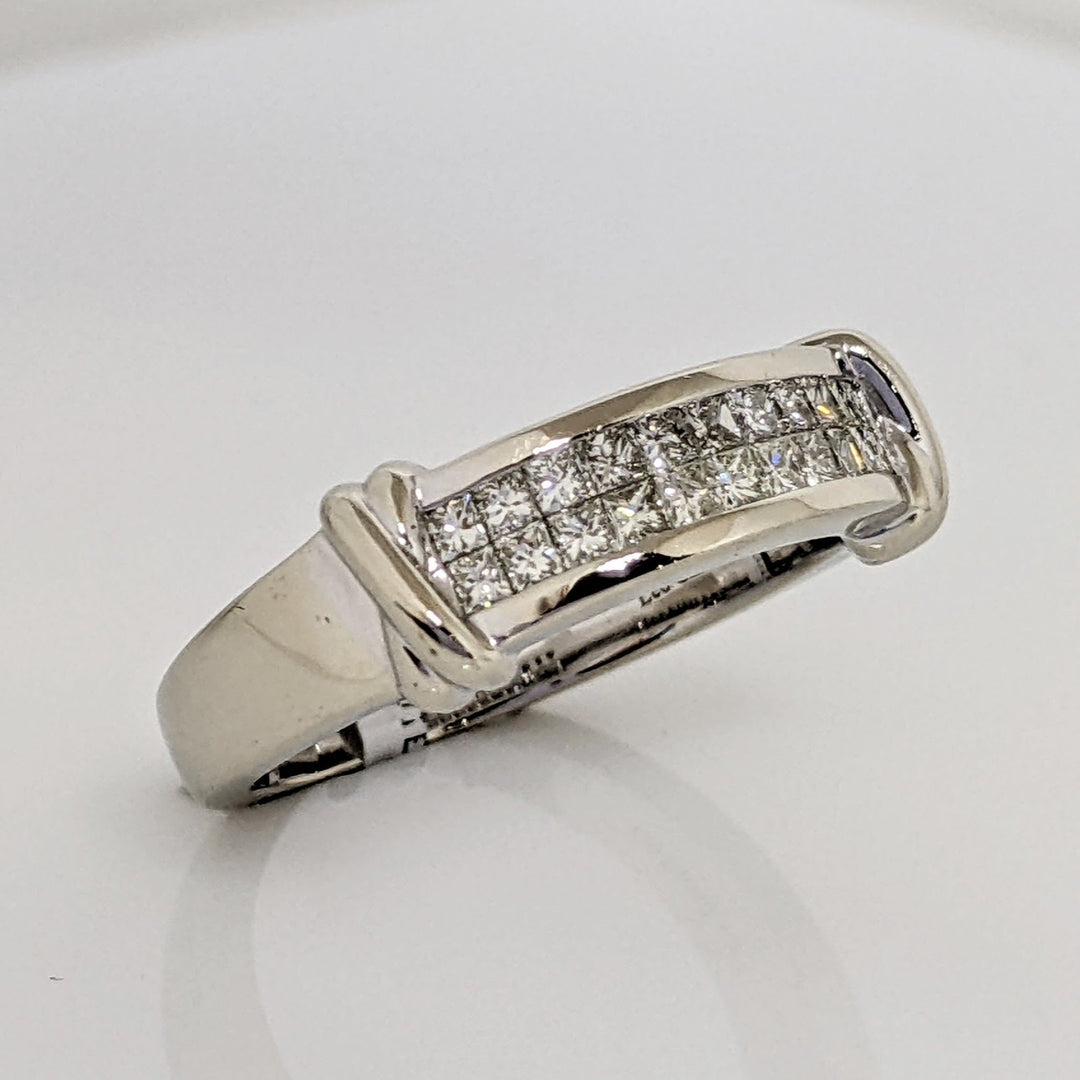 14K WHITE .77 CARAT TOTAL WEIGHT SI1 K DIAMOND PRINCESS CUT (22) CHANNEL SET 2-ROW ESTATE BAND 5.9 GRAMS