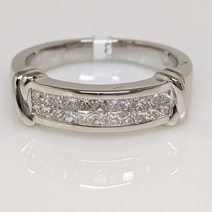 14K WHITE .77 CARAT TOTAL WEIGHT SI1 K DIAMOND PRINCESS CUT (22) CHANNEL SET 2-ROW ESTATE BAND 5.9 GRAMS