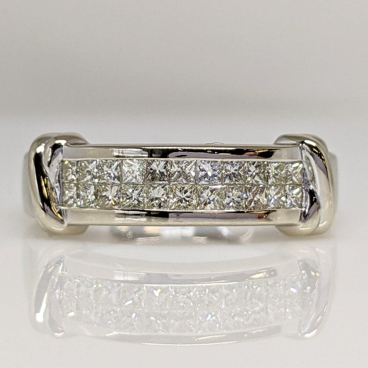 14K WHITE .77 CARAT TOTAL WEIGHT SI1 K DIAMOND PRINCESS CUT (22) CHANNEL SET 2-ROW ESTATE BAND 5.9 GRAMS