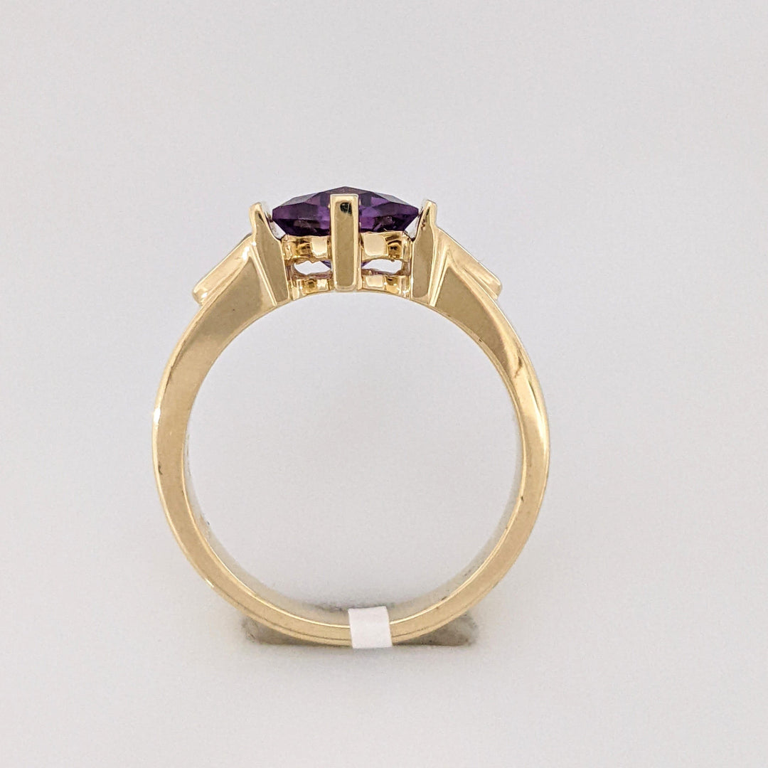 14K AMETHYST PRINCESS CUT 6MM CHECKERBOARD WITH .12 DTW ESTATE RING 4.3 GRAMS