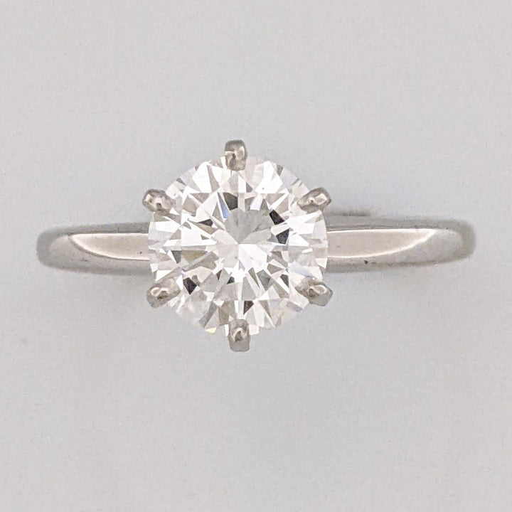 14K WHITE 1.33 CT VS2 F DIAMOND ROUND ESTATE SOLITAIRE RING 2.6 GRAMS