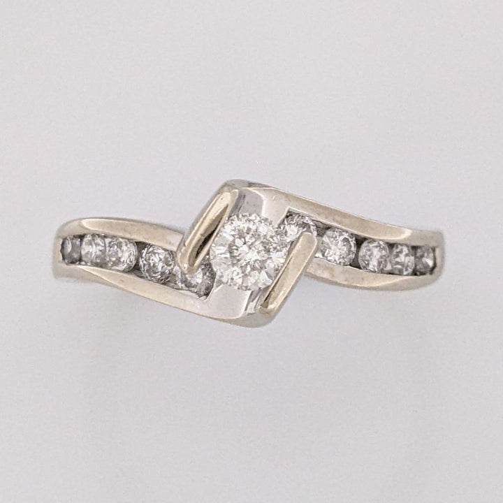 14K WHITE .47 CARAT TOTAL WEIGHT I1 H DIAMOND ROUND (11) BYPASS TENSION SET ESTATE RING 3.7 GRAMS