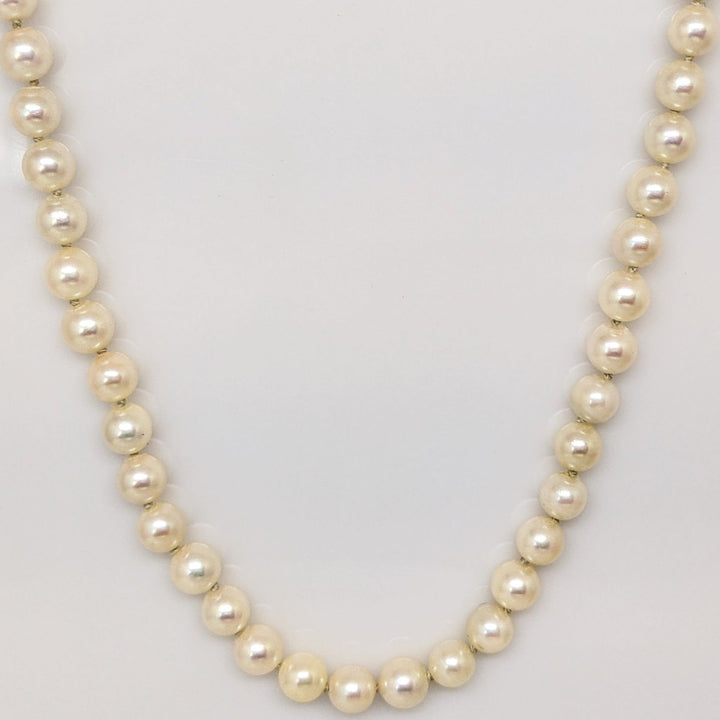 14K CULTURED PEARL ROUND (66) 6MM ESTATE NECKLACE 22.2 GRAMS