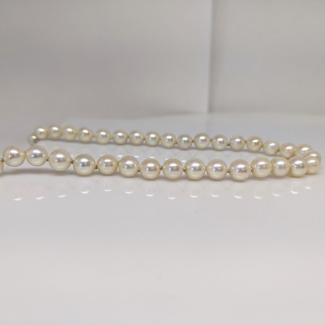 14K CULTURED PEARL ROUND (66) 6MM ESTATE NECKLACE 22.2 GRAMS