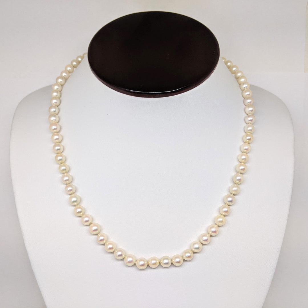 14K CULTURED PEARL ROUND (66) 6MM ESTATE NECKLACE 22.2 GRAMS