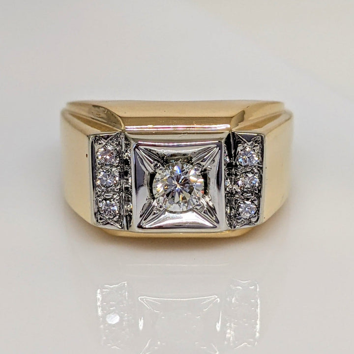 14K .53CTW VS2 H DIAMOND ROUND (7) ESTATE RING 13.9 GRAMS