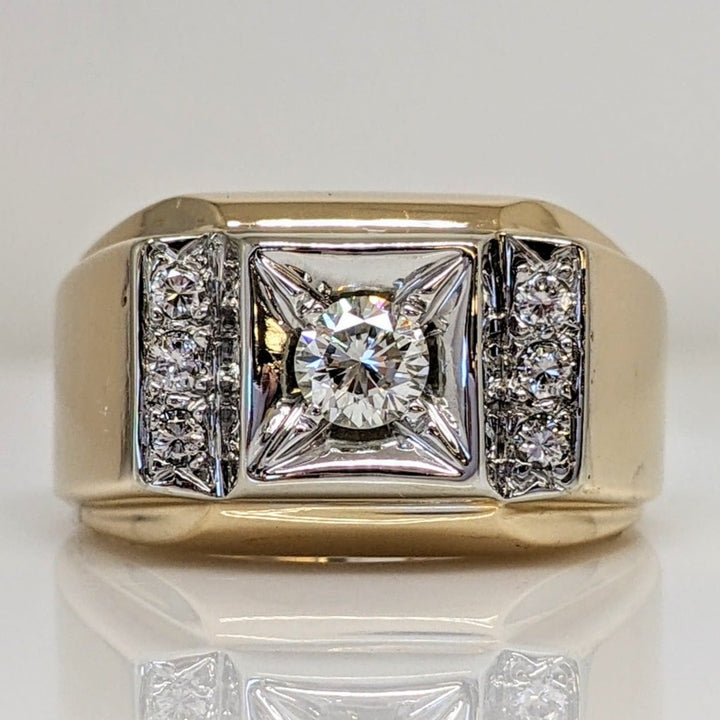 14K .53CTW VS2 H DIAMOND ROUND (7) ESTATE RING 13.9 GRAMS