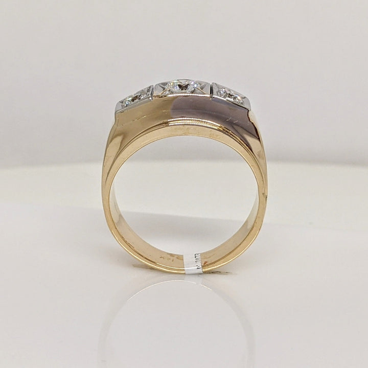 14K .65CTW VS-I1 H DIAMOND ROUND (3) SQUARE TOP ESTATE RING 9.4 GRAMS