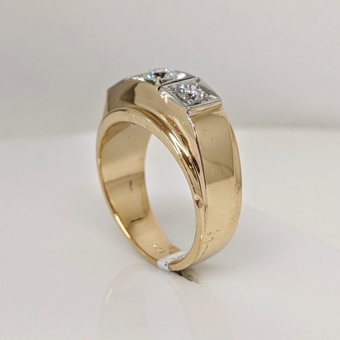 14K .65CTW VS-I1 H DIAMOND ROUND (3) SQUARE TOP ESTATE RING 9.4 GRAMS