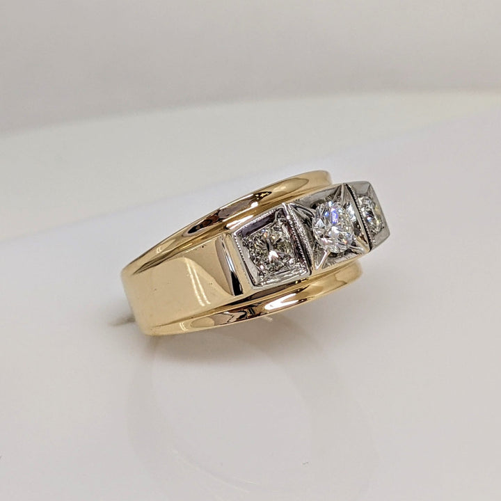 14K .65CTW VS-I1 H DIAMOND ROUND (3) SQUARE TOP ESTATE RING 9.4 GRAMS