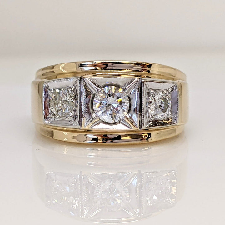 14K .65CTW VS-I1 H DIAMOND ROUND (3) SQUARE TOP ESTATE RING 9.4 GRAMS