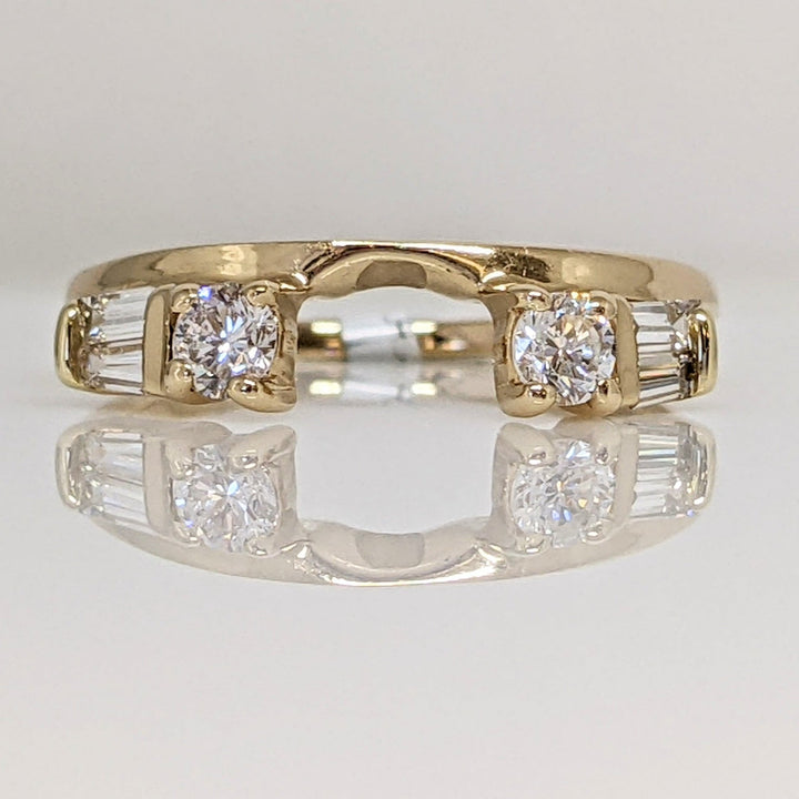 14K .48CTW SI2 I DIAMOND ROUND (2) BAGUETTE (4) ESTATE WRAP 2.5 GRAMS