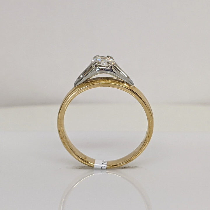 18K TWO- TONE .30CT VS2 H DIAMOND ROUND ESTATE "ORANGE BLOSSOM" RING 2.4 GRAMS