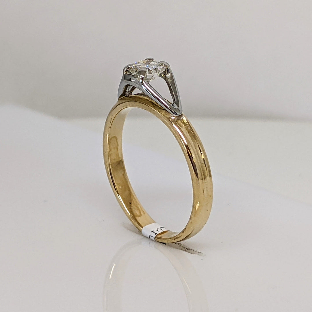 18K TWO- TONE .30CT VS2 H DIAMOND ROUND ESTATE "ORANGE BLOSSOM" RING 2.4 GRAMS