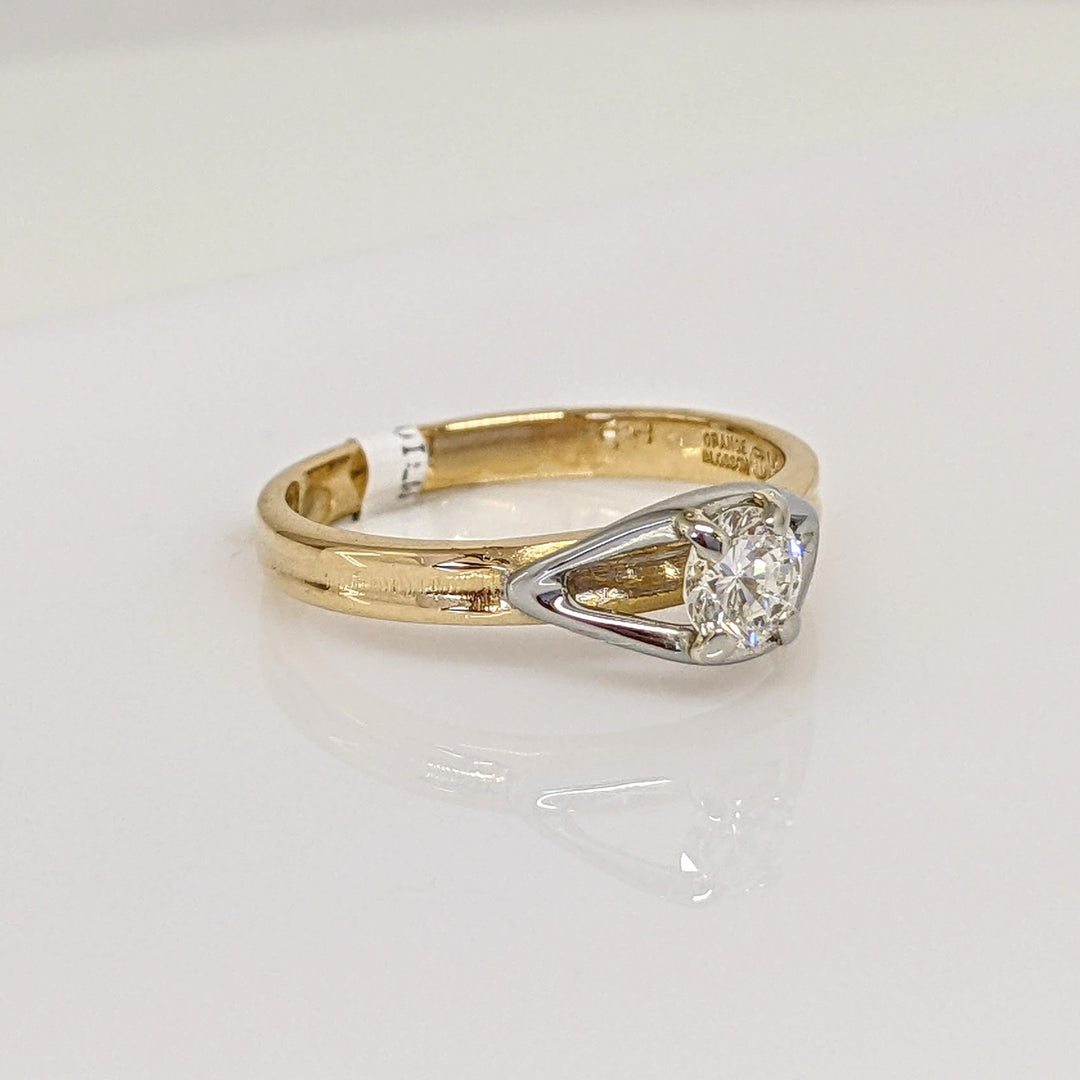 18K TWO- TONE .30 CARAT TOTAL VS2 H DIAMOND ROUND ESTATE "ORANGE BLOSSOM" RING 2.4 GRAMS