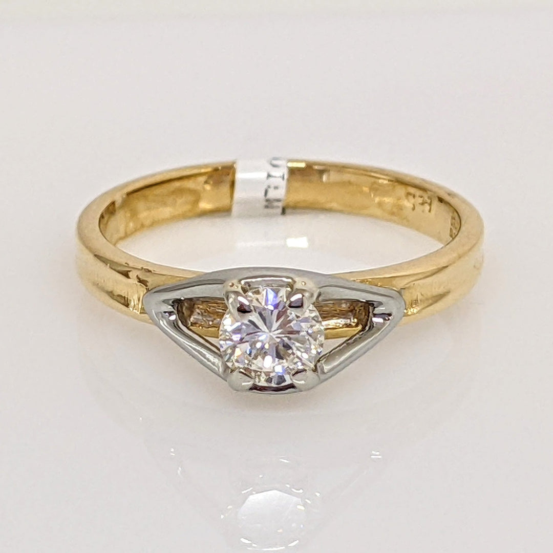 18K TWO- TONE .30CT VS2 H DIAMOND ROUND ESTATE "ORANGE BLOSSOM" RING 2.4 GRAMS