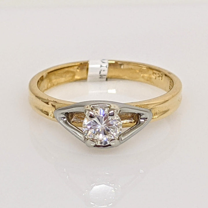 18K TWO- TONE .30 CARAT TOTAL VS2 H DIAMOND ROUND ESTATE "ORANGE BLOSSOM" RING 2.4 GRAMS