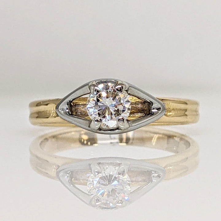 18K TWO- TONE .30 CARAT TOTAL VS2 H DIAMOND ROUND ESTATE "ORANGE BLOSSOM" RING 2.4 GRAMS