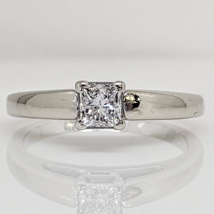 14K WHITE .45CT SI2 H DIAMOND PRINCESS CUT RAISED SHOULDER ESTATE RING 4.5 GRAMS