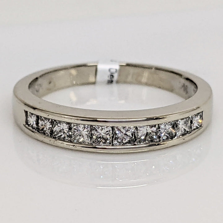 14K WHITE .70CTW SI2 H DIAMOND PRINCESS CUT (10) ESTATE CHANNEL SET BAND 3.4 GRAMS