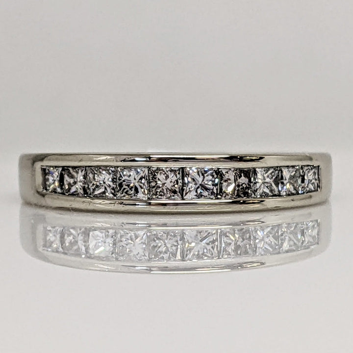 14K WHITE .70CTW SI2 H DIAMOND PRINCESS CUT (10) ESTATE CHANNEL SET BAND 3.4 GRAMS