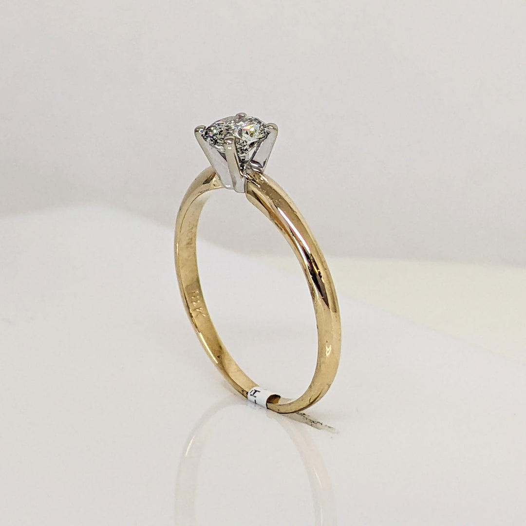 14K .51 CARAT TOTAL I2 H DIAMOND ROUND ESTATE SOLITAIRE RING 1.8 GRAMS